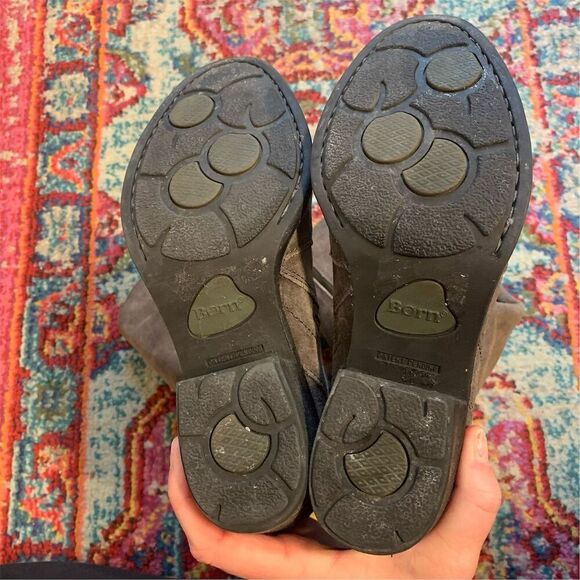 Born Felicia Women's Gray Suede Knee High Riding Boots Size 7.5 WIDE CALF - Picture 9 of 10